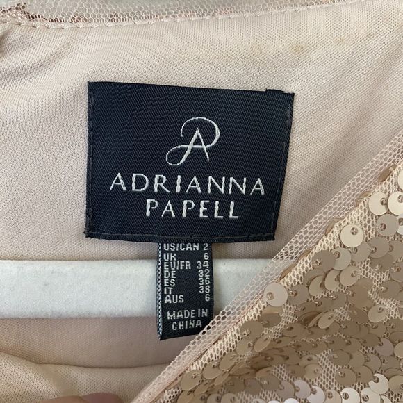 Adrianna Papell Dress Womens Size 2 Sequins Party Rose Gold - Picture 7 of 9